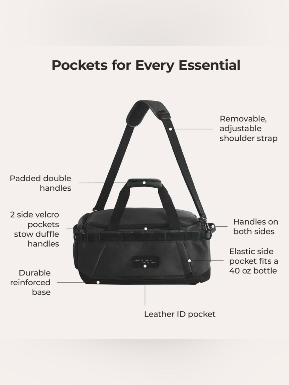 Bagsmart NWT Black Utility Duffel/Backpack Bag - Picture 8 of 13